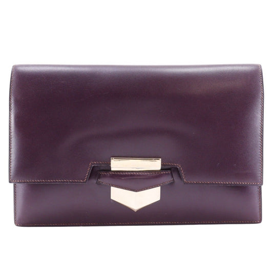 Hermes Bordeaux Box Calf Clutch Bag Leather