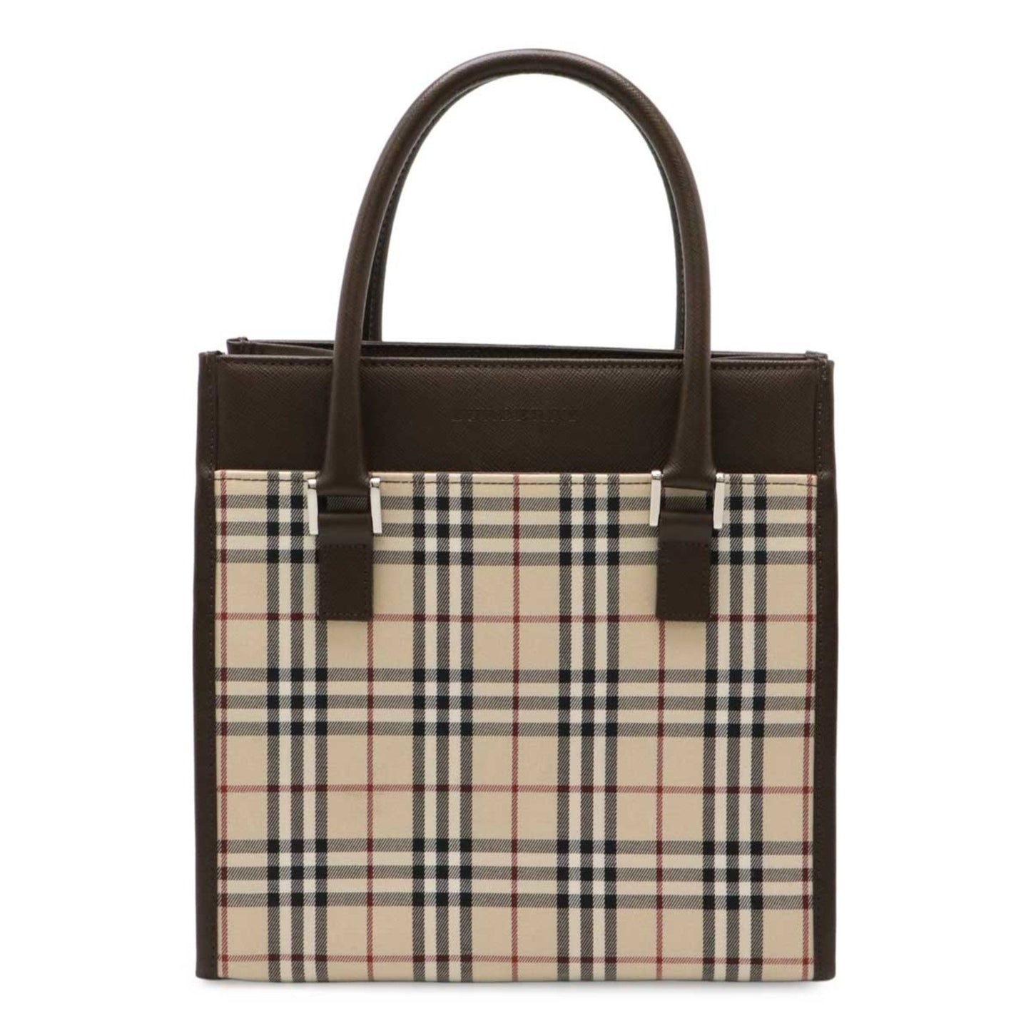 Burberry Bordeaux Dark Handbag Tote Bag Leather Canvas Black Handbag Tote Bag