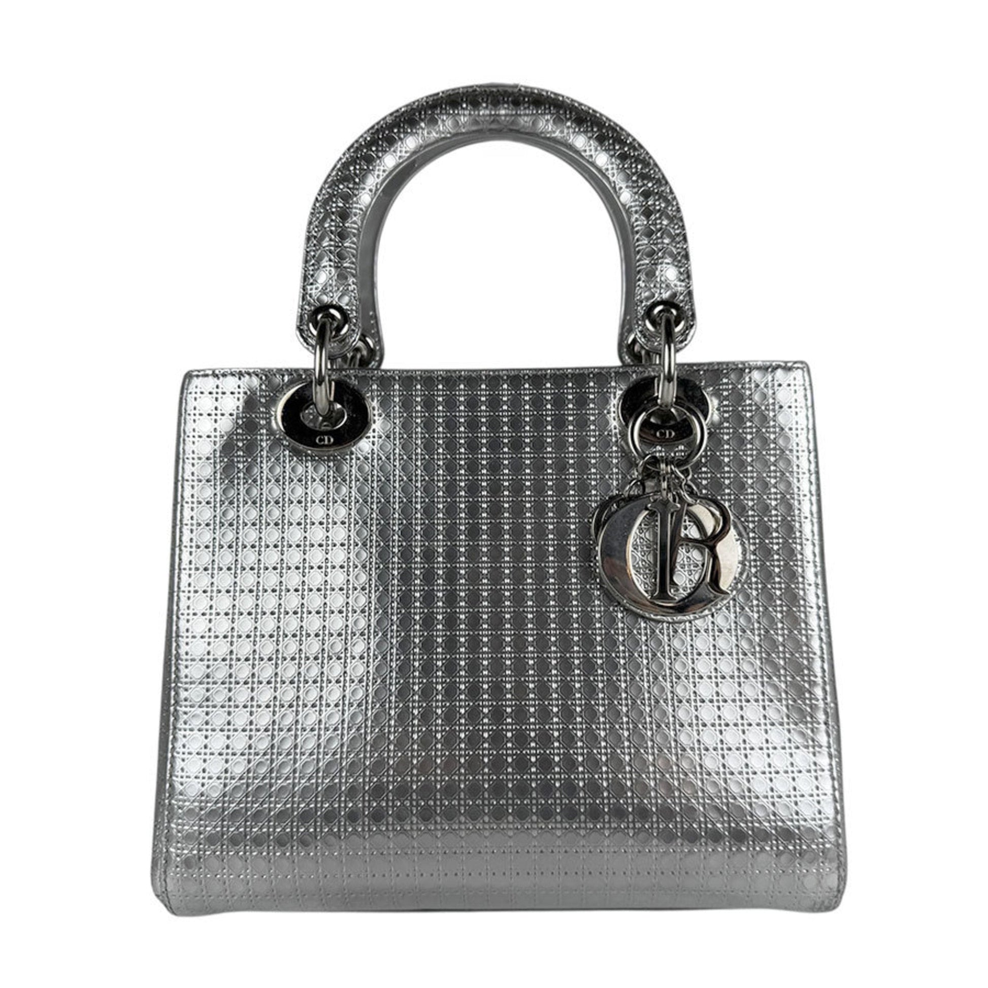 Dior Handbag Christian Shoulder Bag 5 Leather Silver