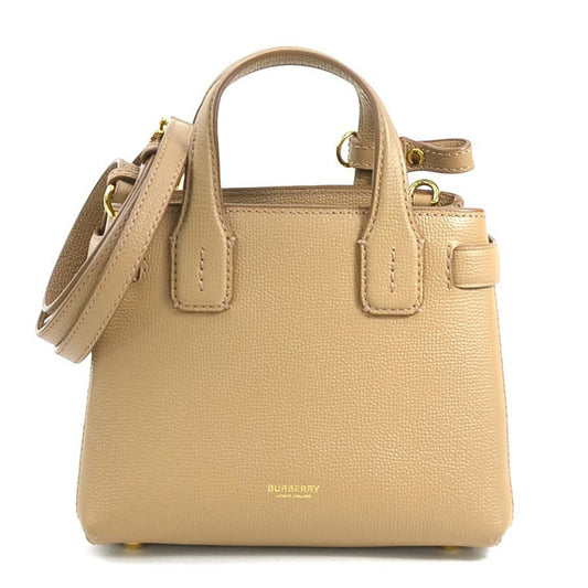 Burberry Camel Handbag Shoulder Bag Leather Canvas