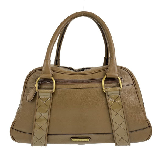 Burberry Khaki Handbag Shoulder Bag Leather Brown