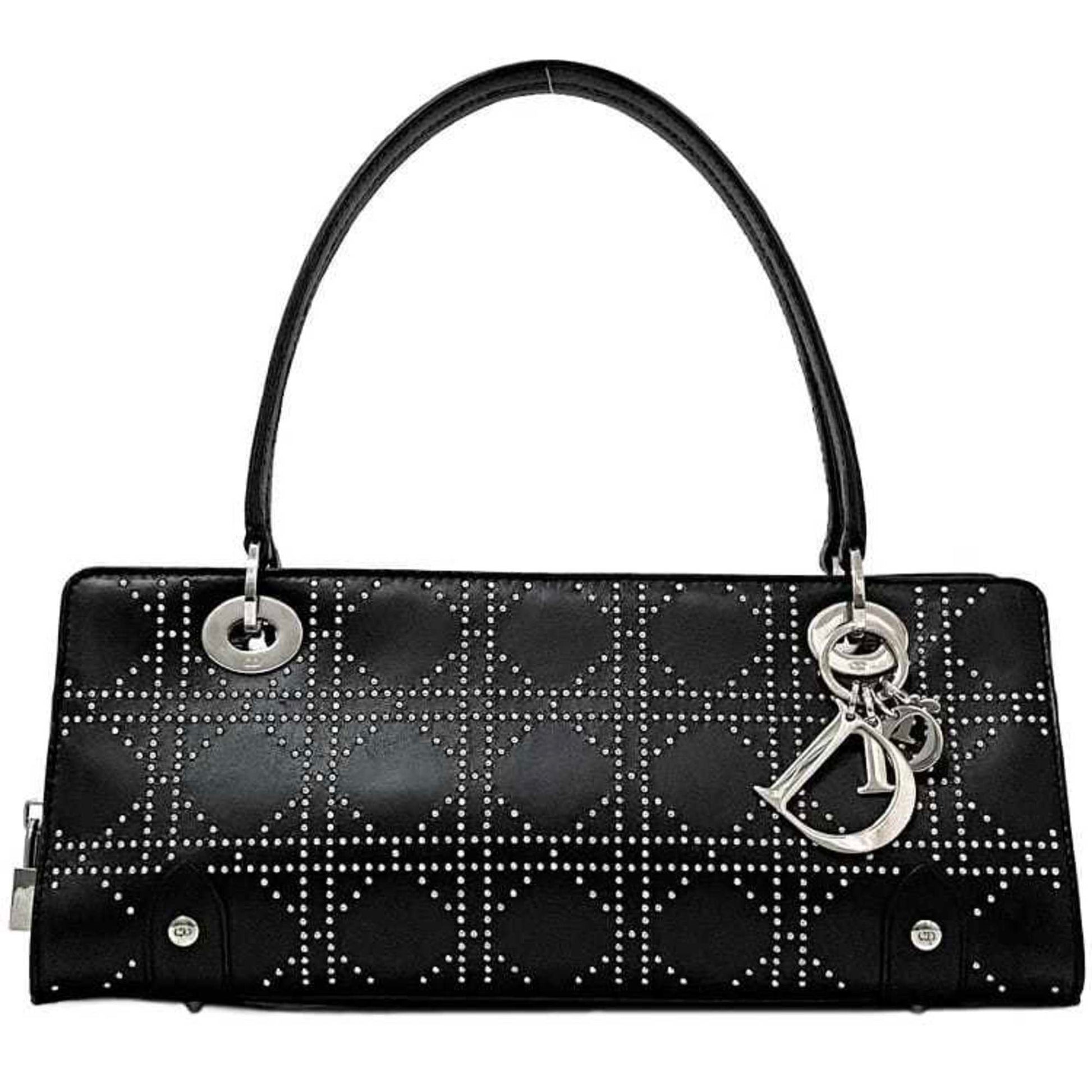 Dior Handbag Christian Shoulder Bag 61 Leather Black