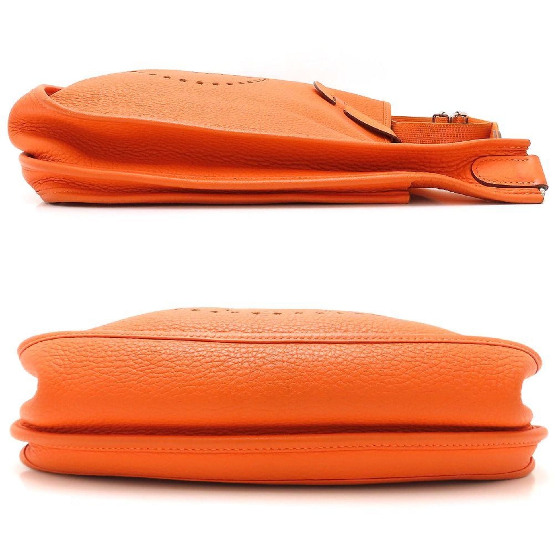 Hermes Potiron Taurillon Clemence Shoulder Bag Leather
