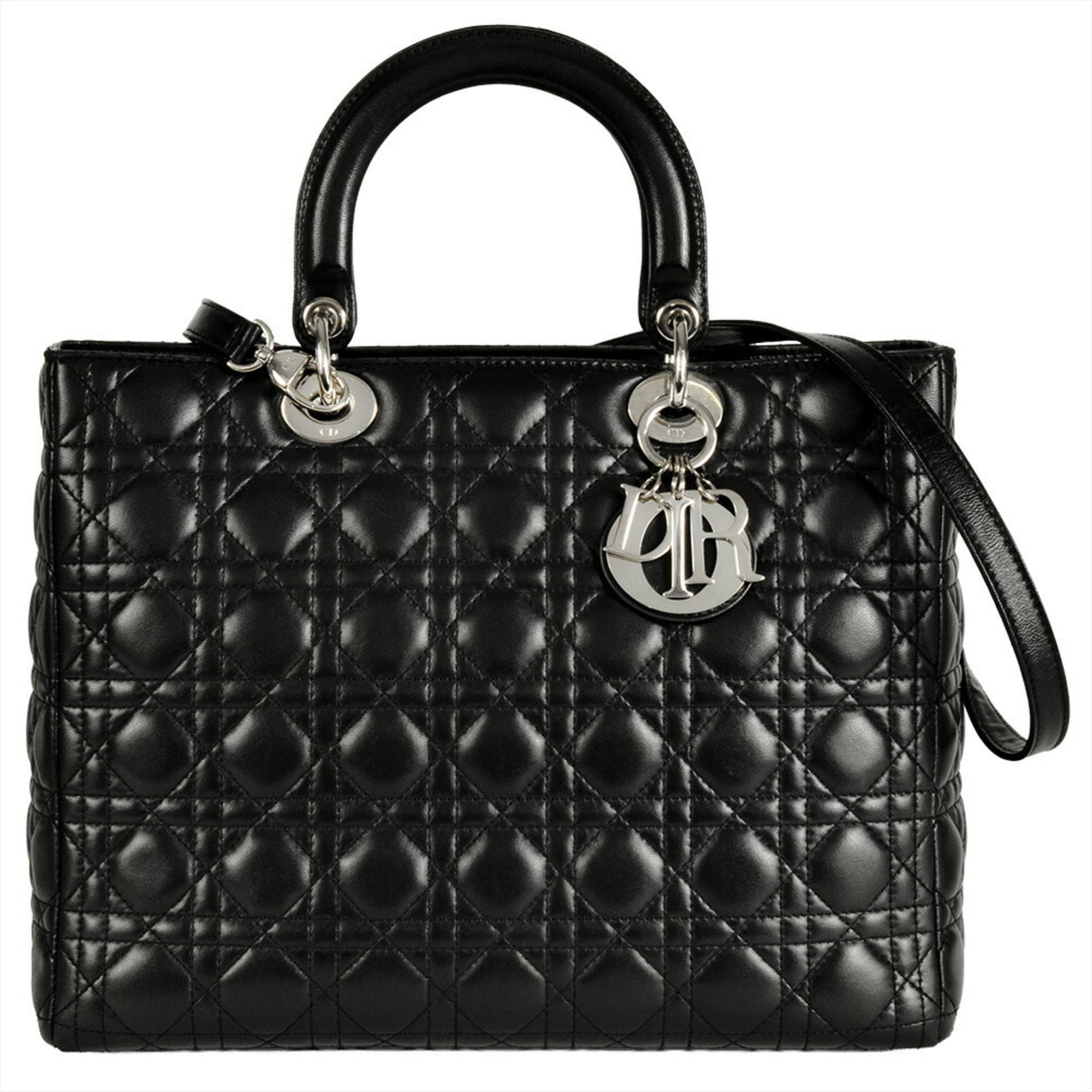 Dior Handbag Christian Lady 3 Leather Black