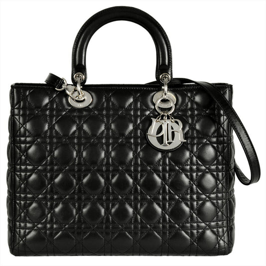 Dior Handbag Christian Lady 3 Leather Black