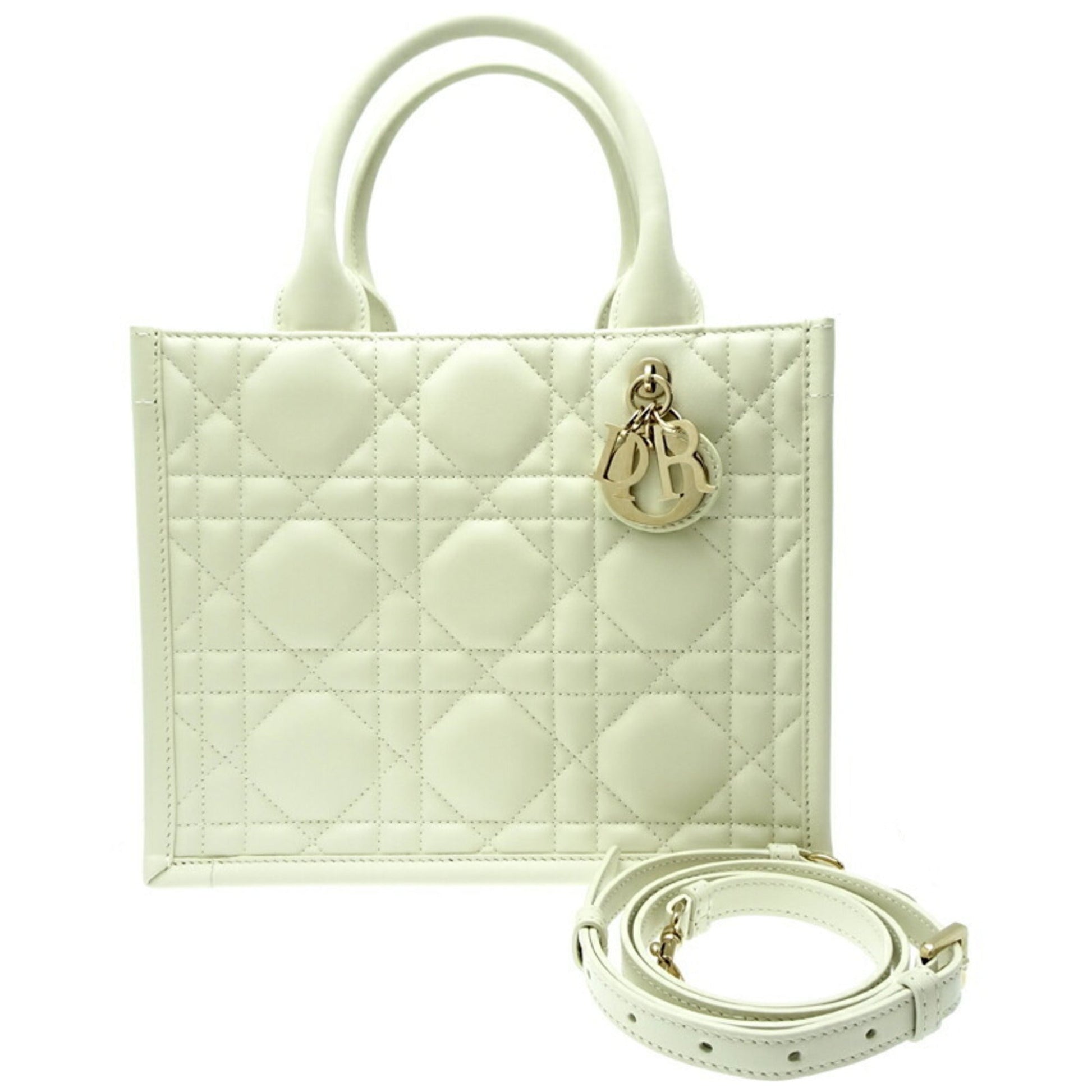 Dior Handbag Christian Tote Bag Leather White