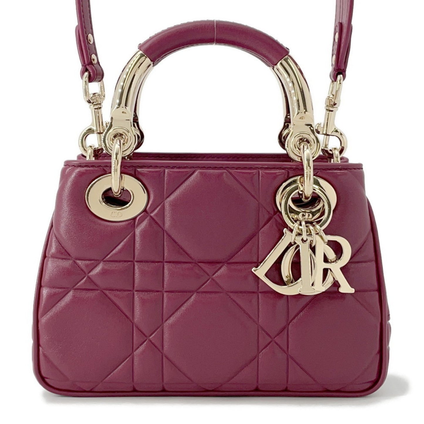 Dior Handbag Christian Bordeaux Champagne Leather Gold