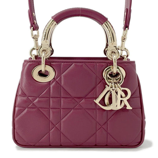 Dior Handbag Christian Bordeaux Champagne Leather Gold