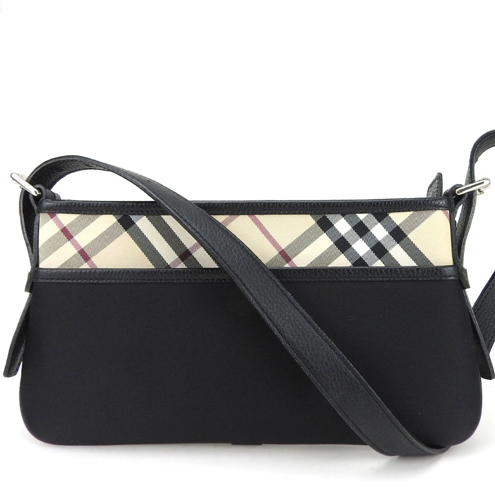 Burberry Shoulder Bag Leather Canvas Black Shoulder Bag 1
