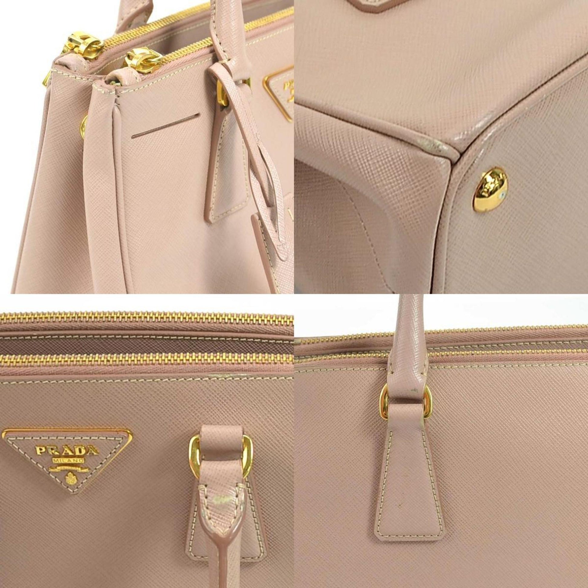 Prada Handbag Shoulder Bag Ladies Leather Beige Pink