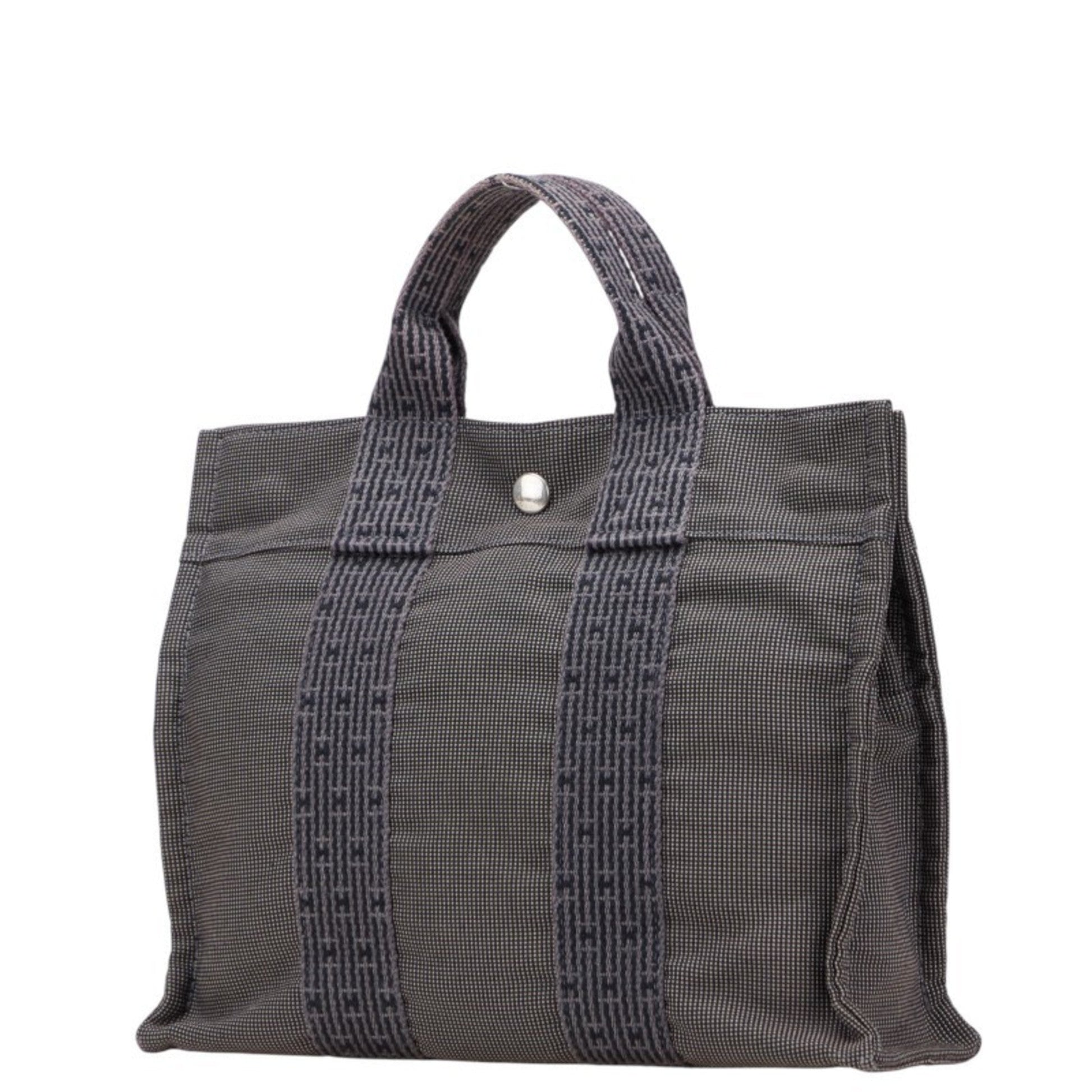 Hermes Her Line Handbag Tote Bag Canvas Gray