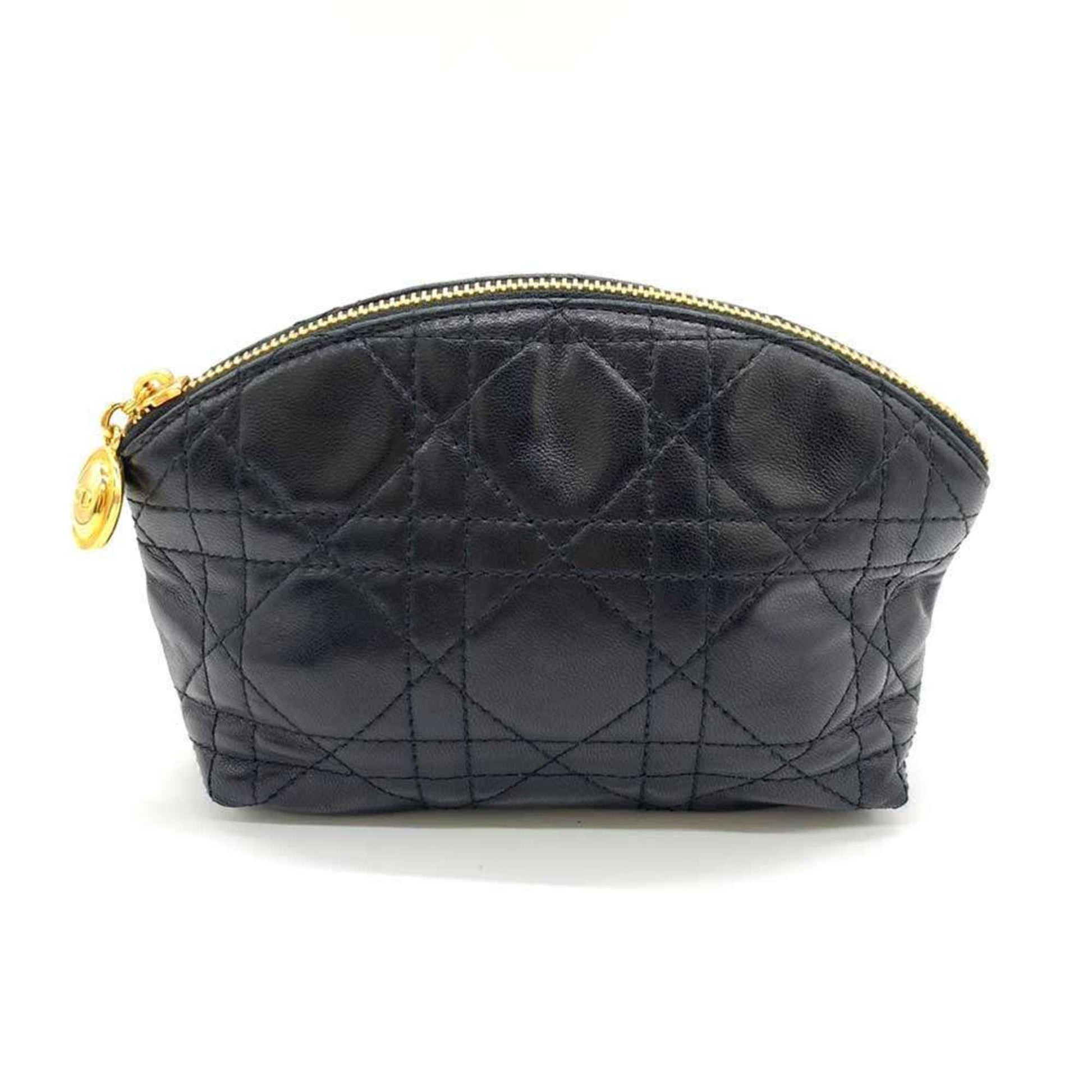 Dior Handbag Christian Pouch 3 Leather Black Satchel Bag
