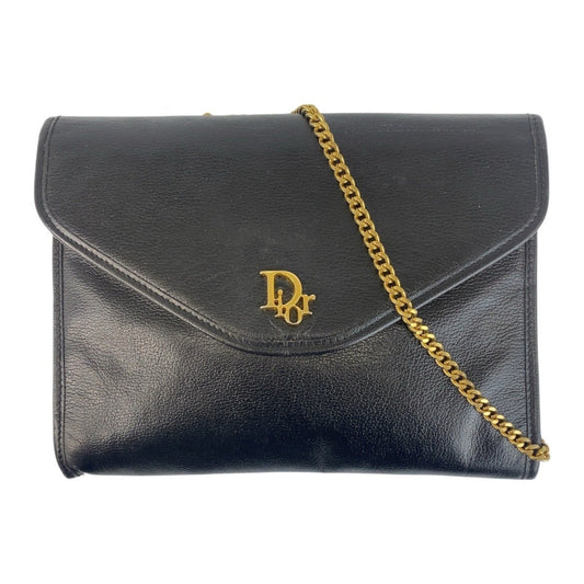 Dior Handbag Christian Clutch Bag Shoulder Bag 2 Leather Black