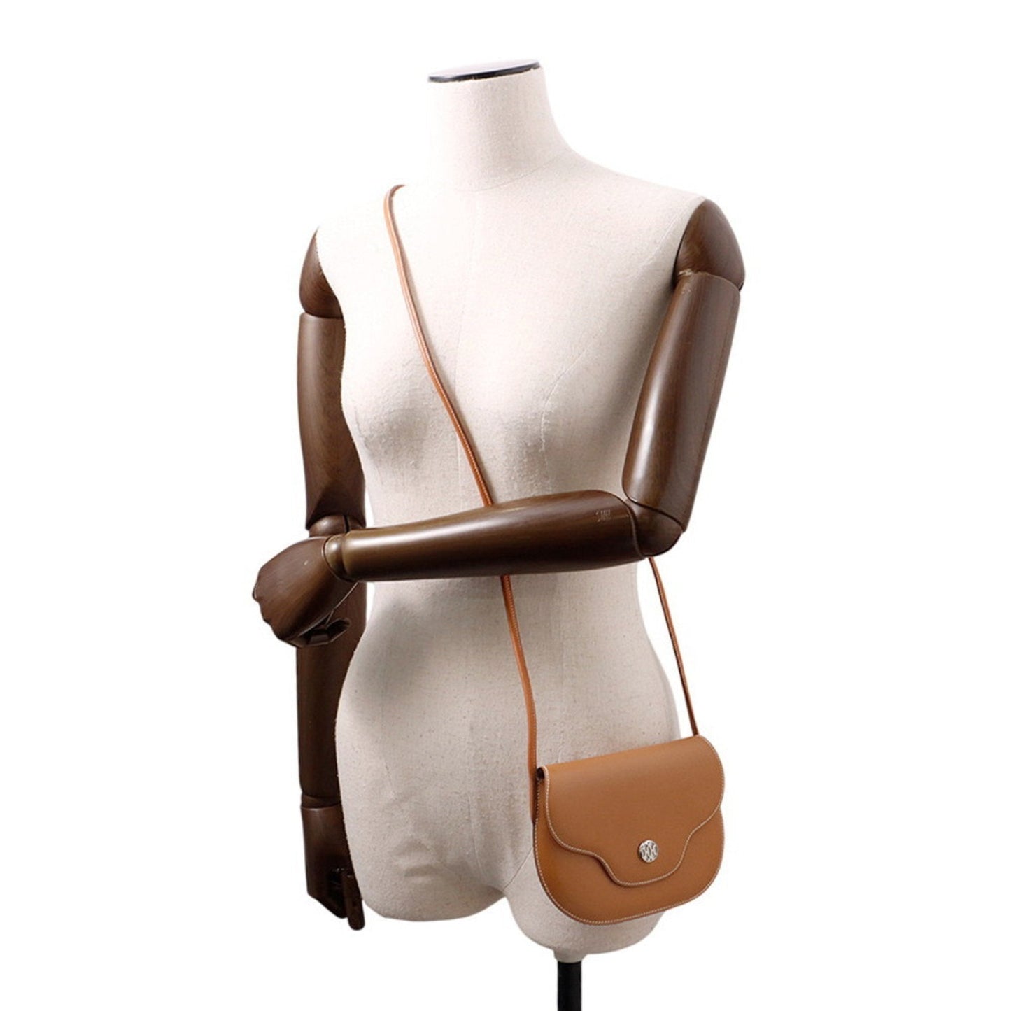 Hermes Box Calf Pochette Shoulder Bag Leather Brown