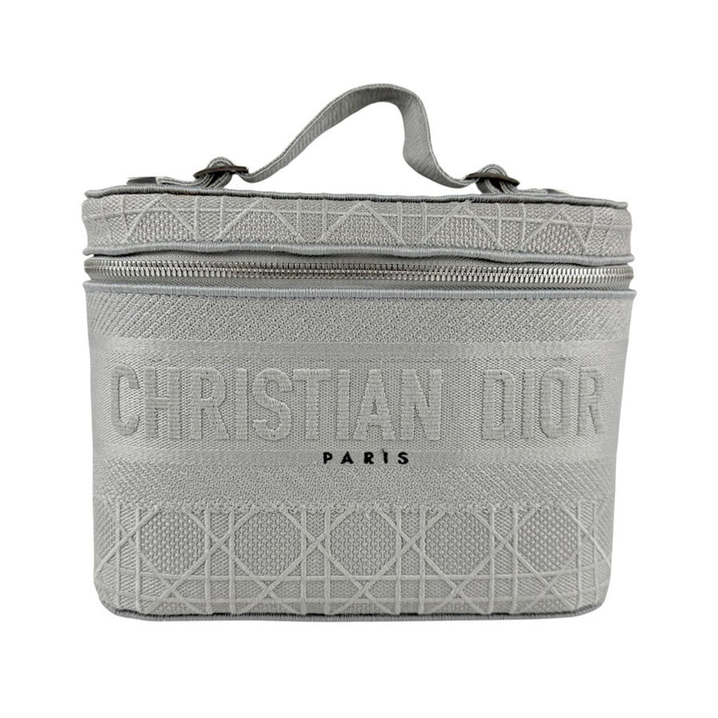Dior Handbag Christian Vanity Bag Canvas Gray
