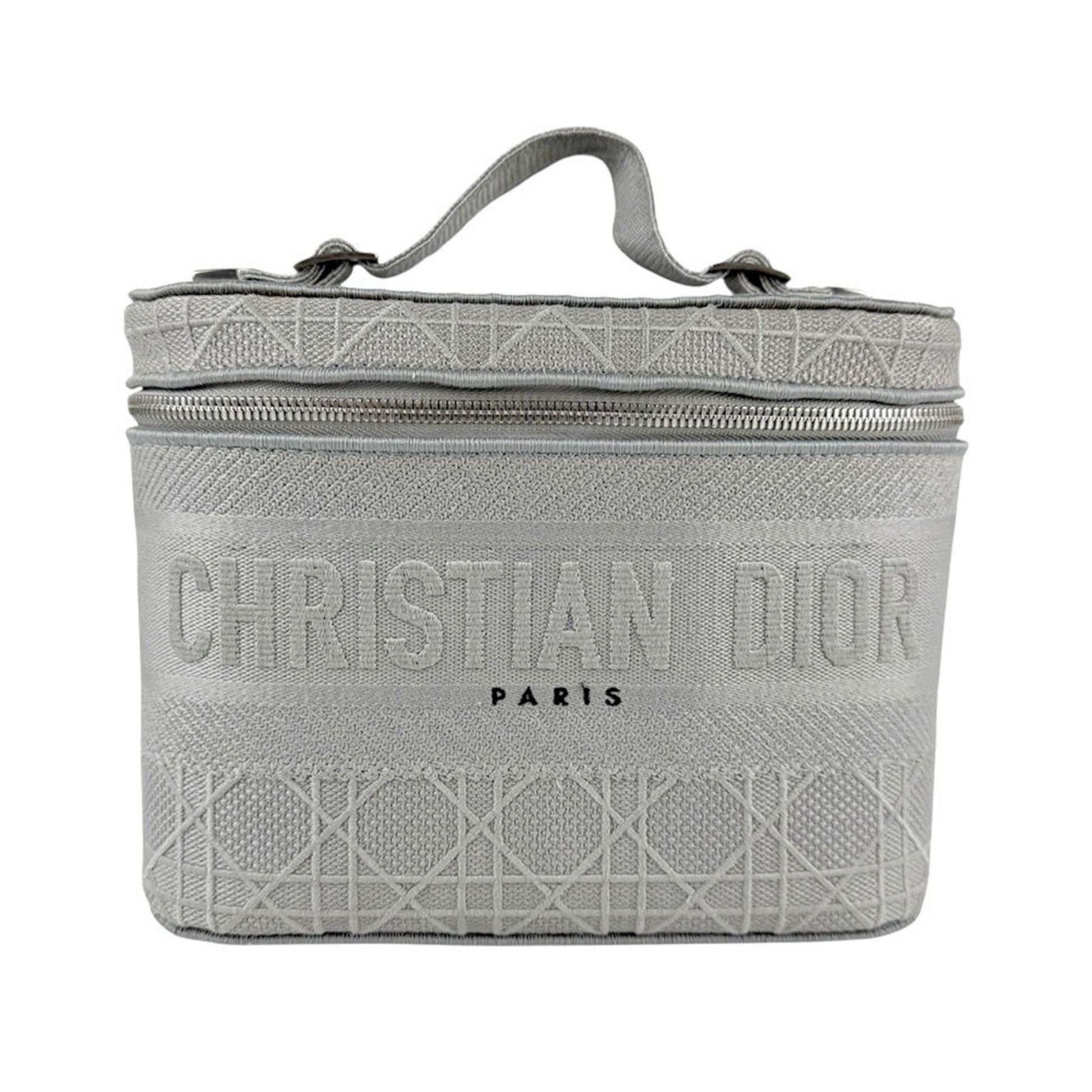 Dior Handbag Christian Vanity Bag Canvas Gray