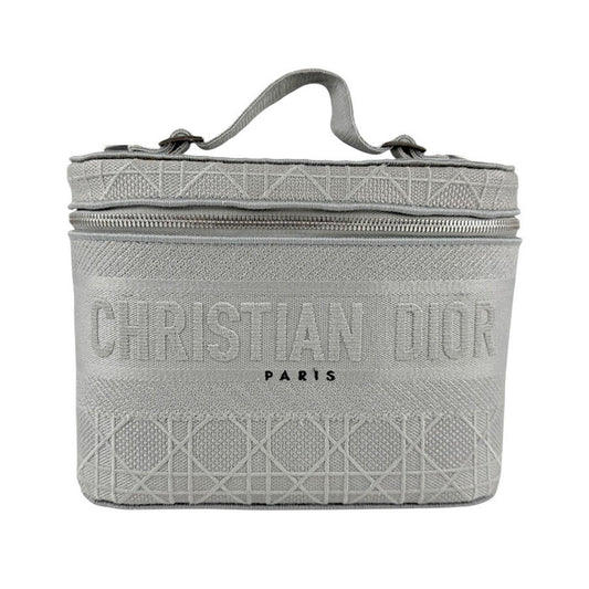 Dior Handbag Christian Vanity Bag Canvas Gray