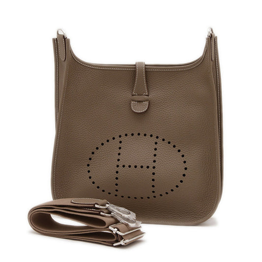 Hermes Evelyne Etoupe Taurillon Clemence Shoulder Bag Leather Gray