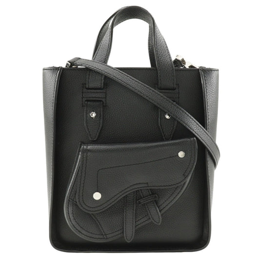Dior Handbag Christian Shoulder Bag Tote Bag 4 Leather Black