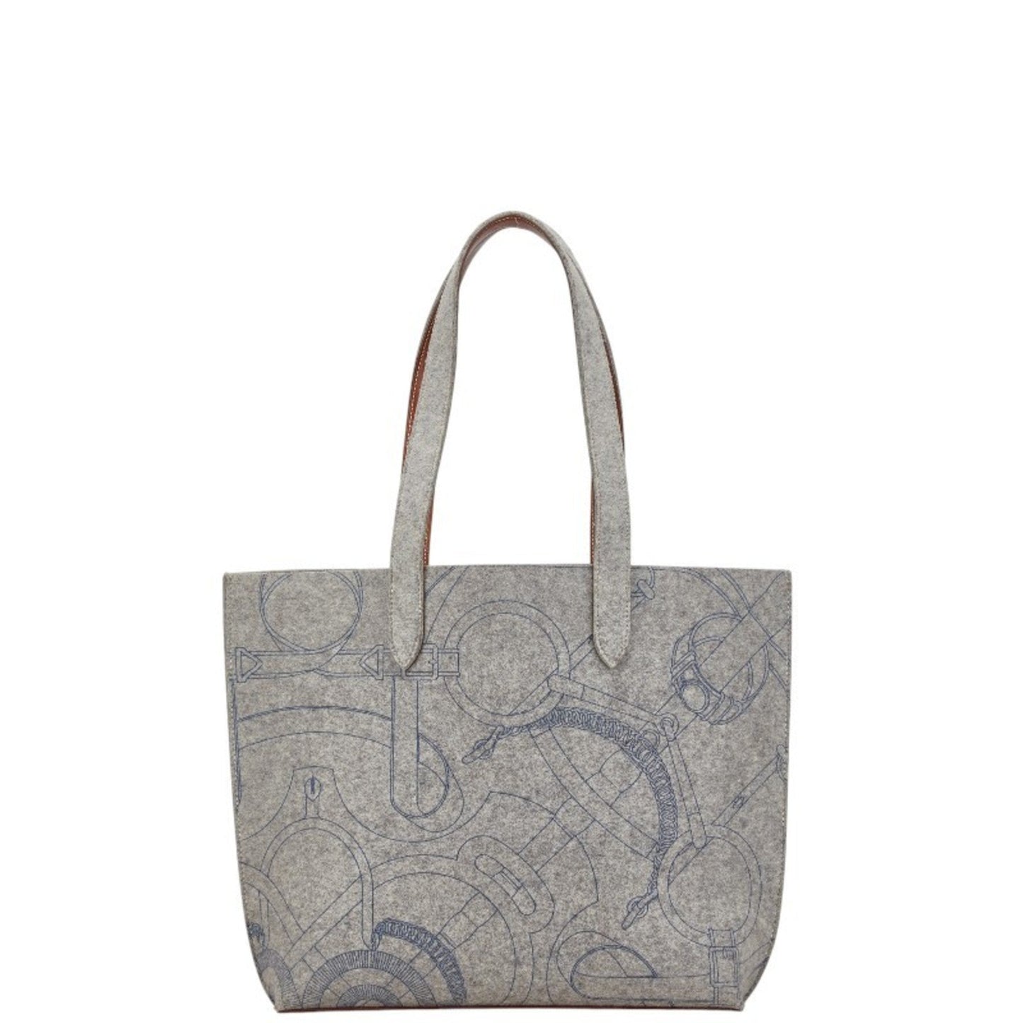 Hermes Felt Shoulder Bag Tote Bag Leather Gray