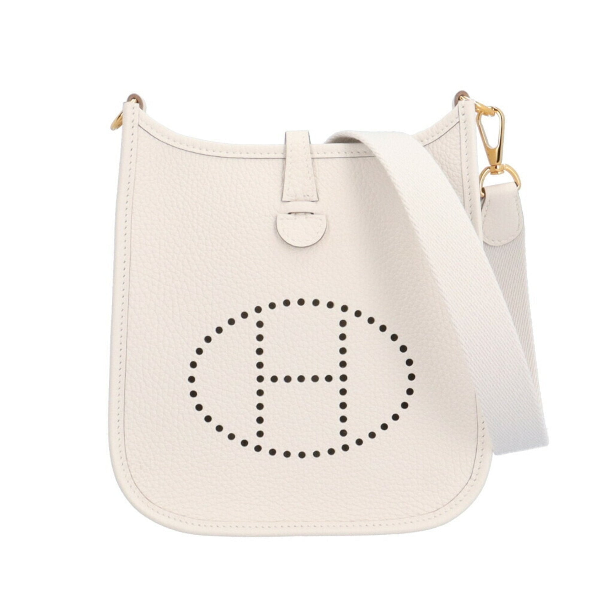 Hermes Evelyne Shoulder Bag Leather White