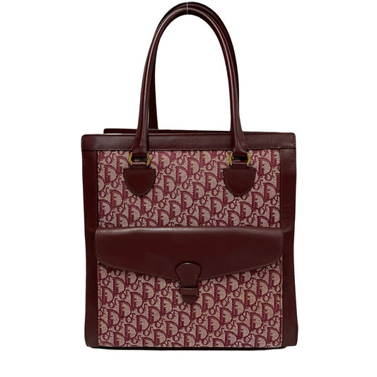Dior Handbag Christian Color Tote Bag Leather Canvas Red