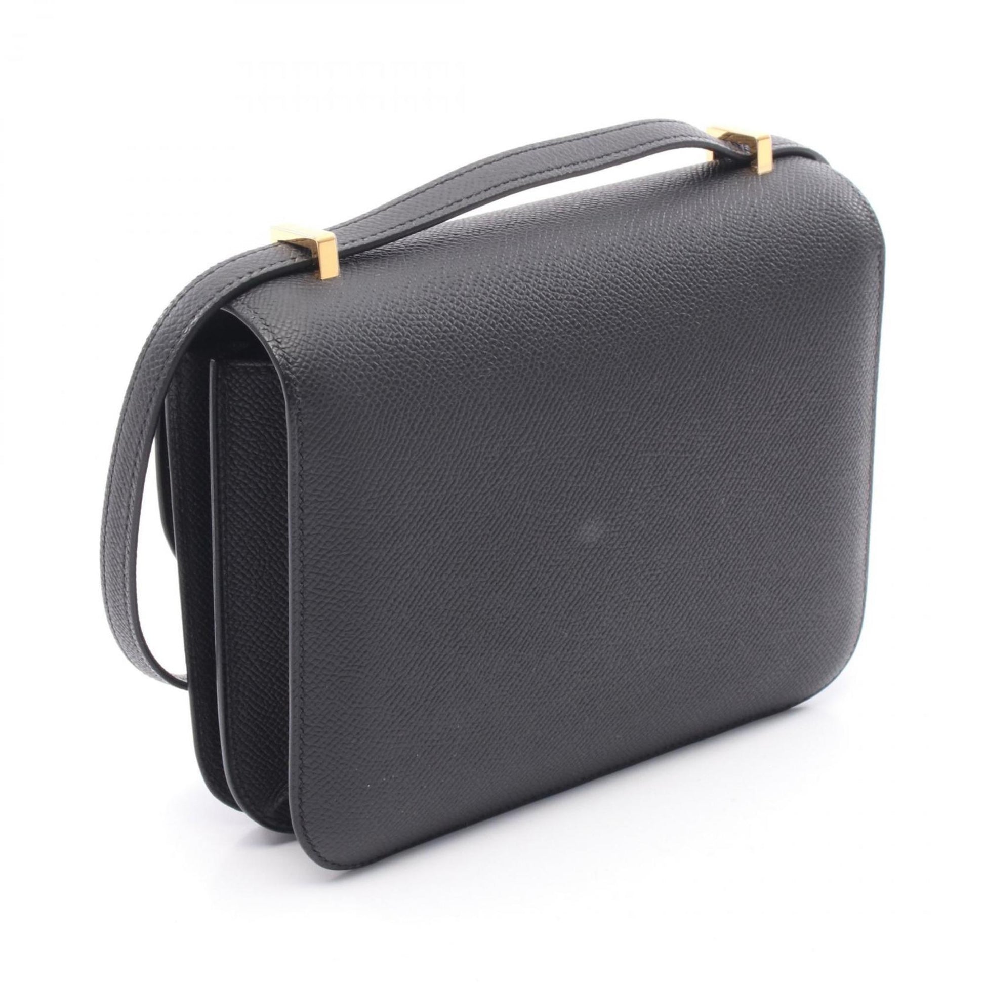 Hermes Constance Epsom Shoulder Bag Leather Black