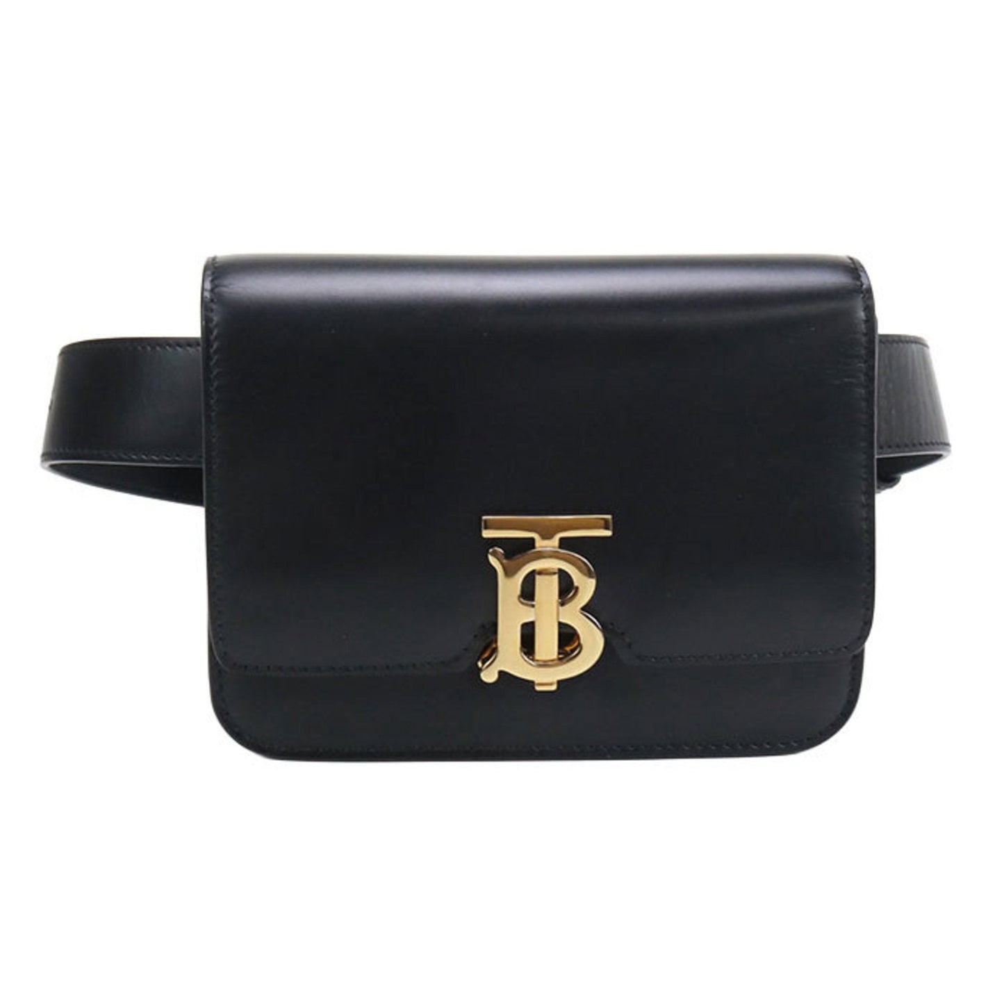 Burberry Fanny Pack Handbag Leather Black Travel Bag