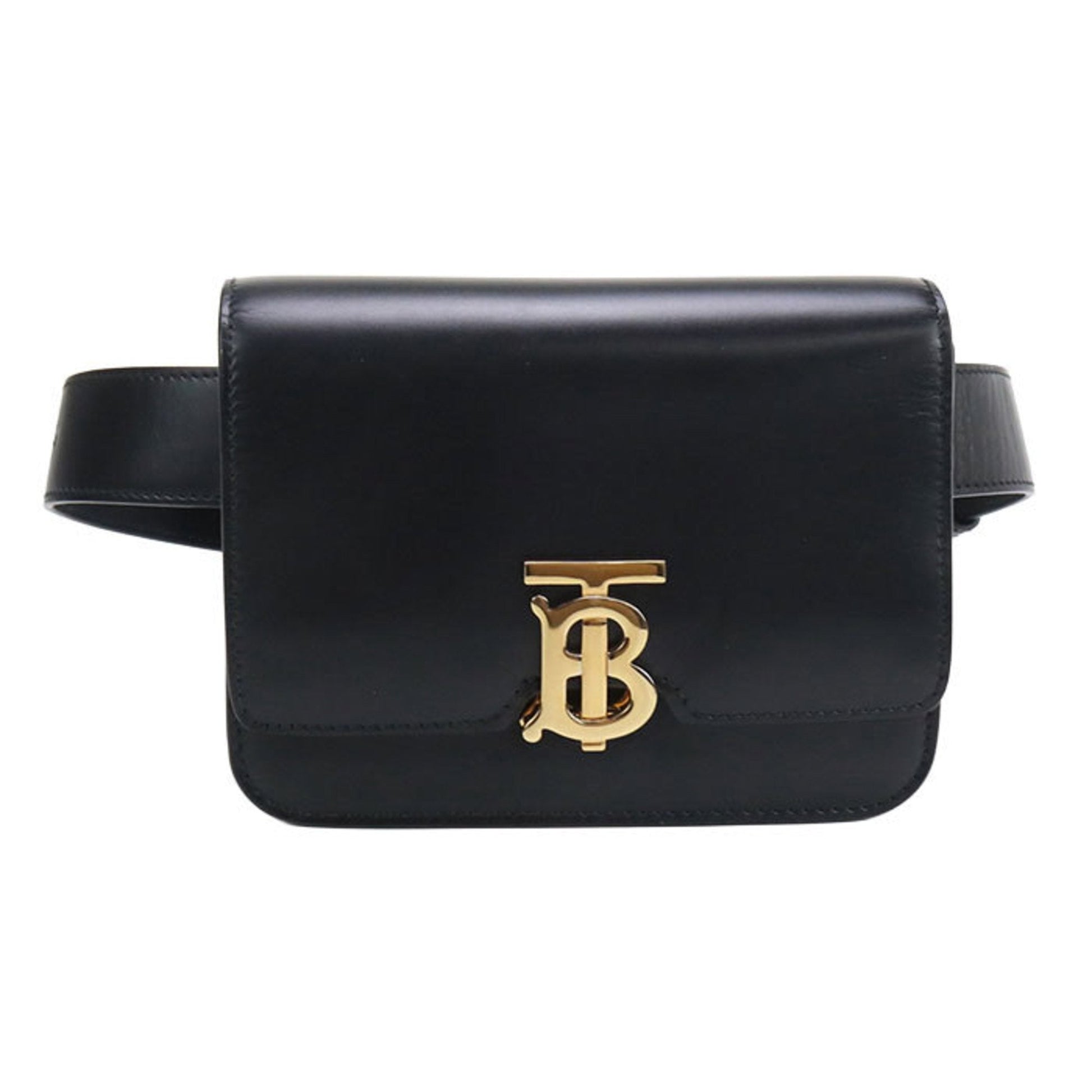 Burberry Fanny Pack Handbag Leather Black Travel Bag