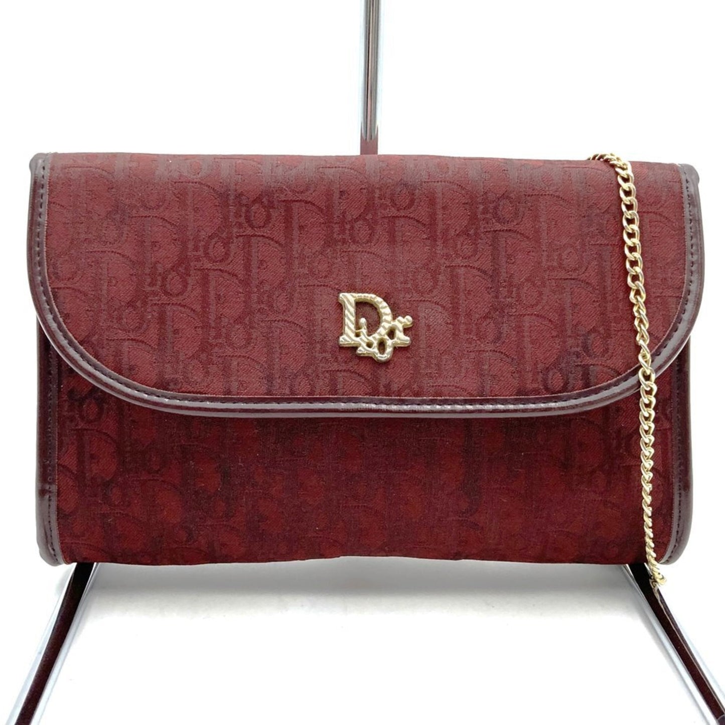 Dior Handbag Christian Color Pouch Shoulder Bag Canvas Red