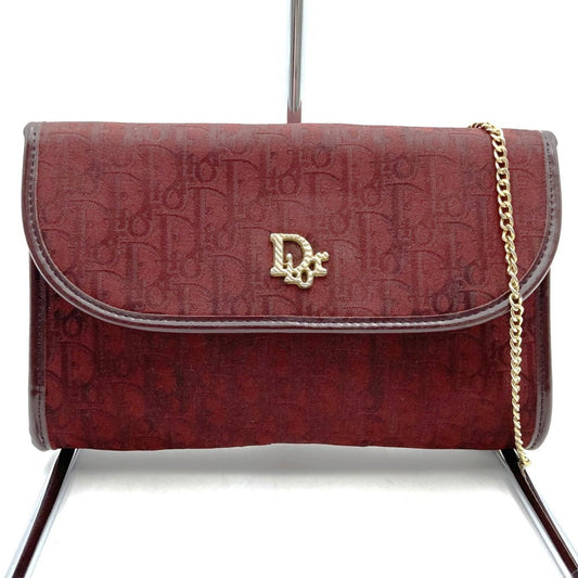 Dior Handbag Christian Color Pouch Shoulder Bag Canvas Red