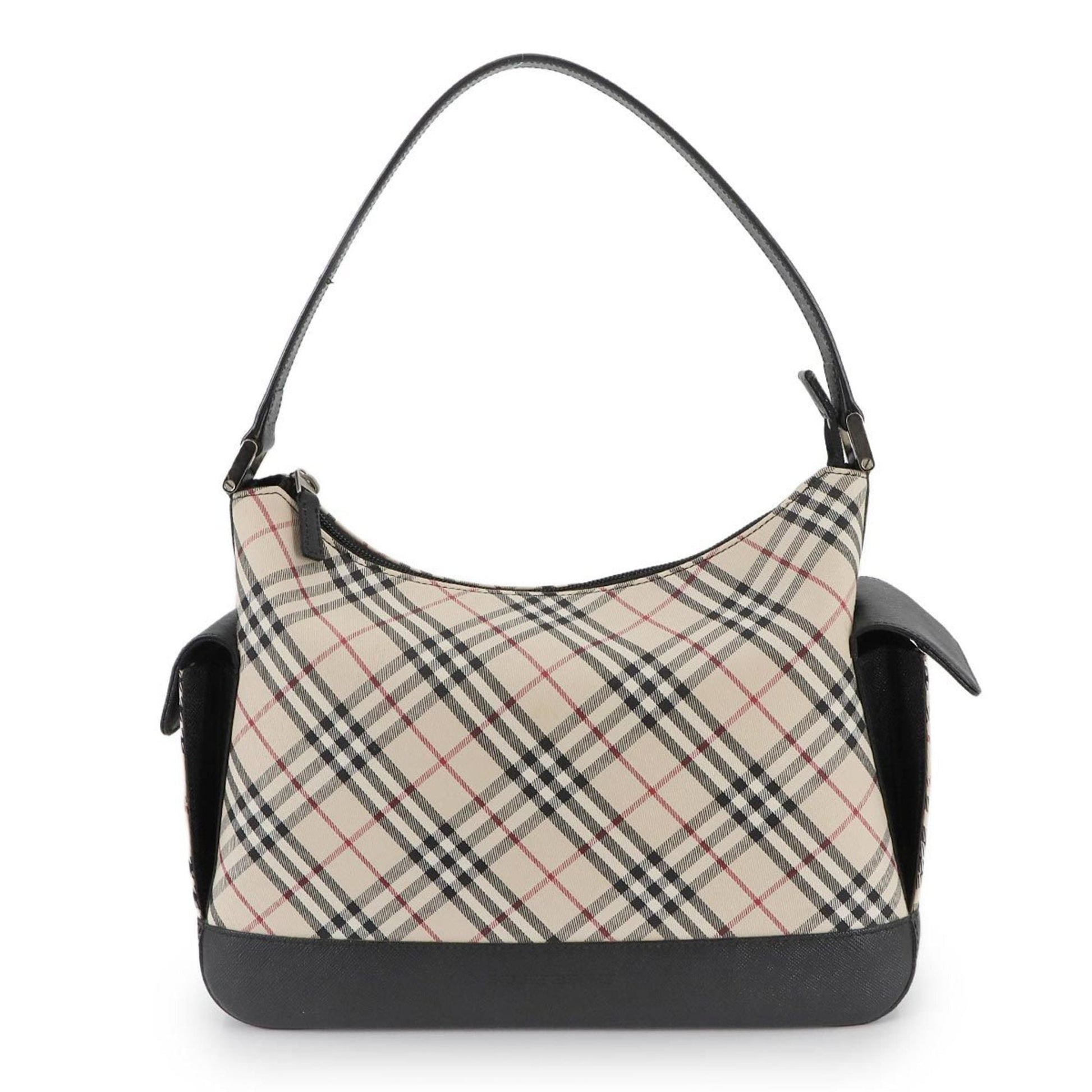 Burberry Shoulder Bag Leather Canvas Brown