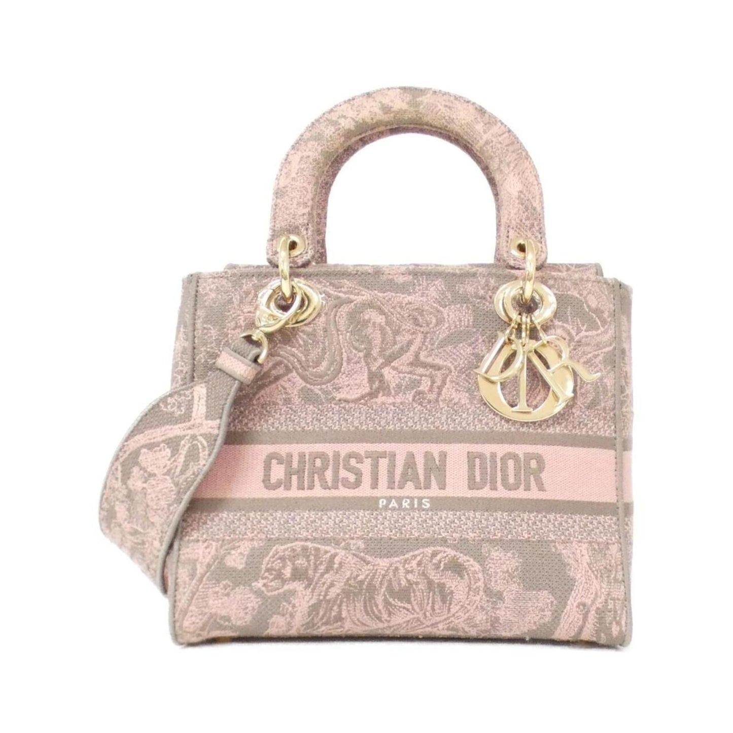 Dior Handbag Christian Multi-Color Canvas Gray Multicolor