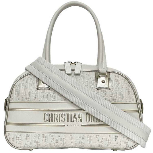 Dior Handbag Christian Trotter Rubber Boston Bag Leather White