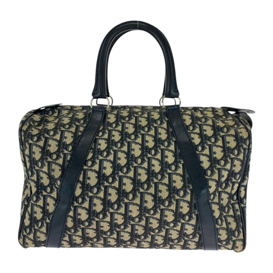 Dior Handbag Christian Ivory Boston Bag Canvas Navy Multicolor