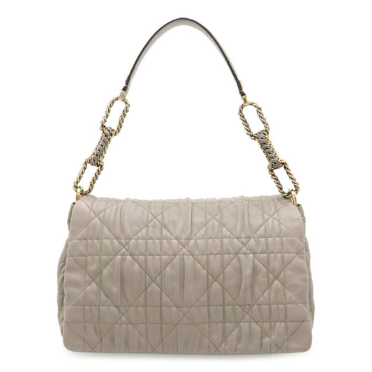 Dior Handbag Christian Shoulder Bag Leather Gray
