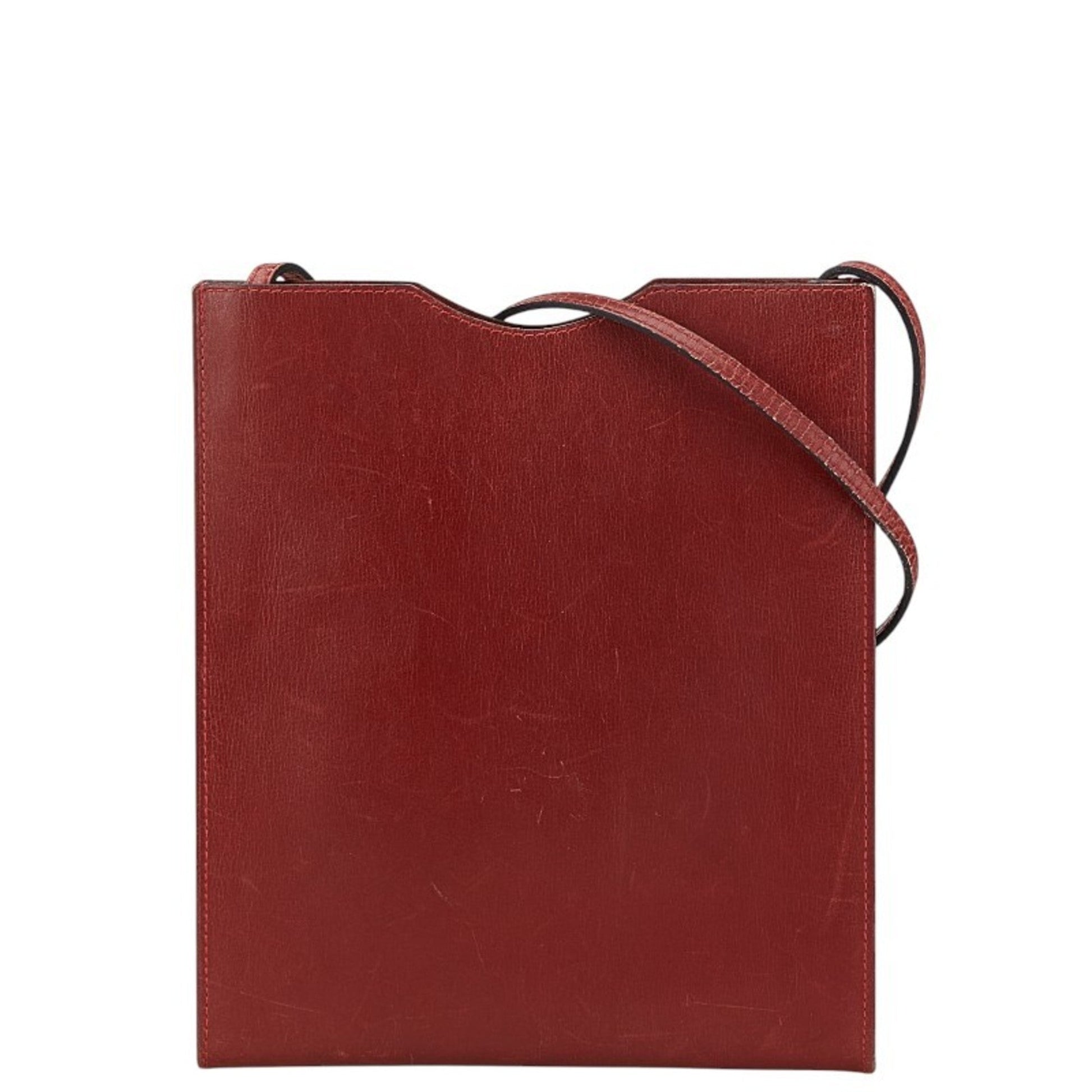 Hermes Bordeaux Color Box Calf Shoulder Bag Leather Red