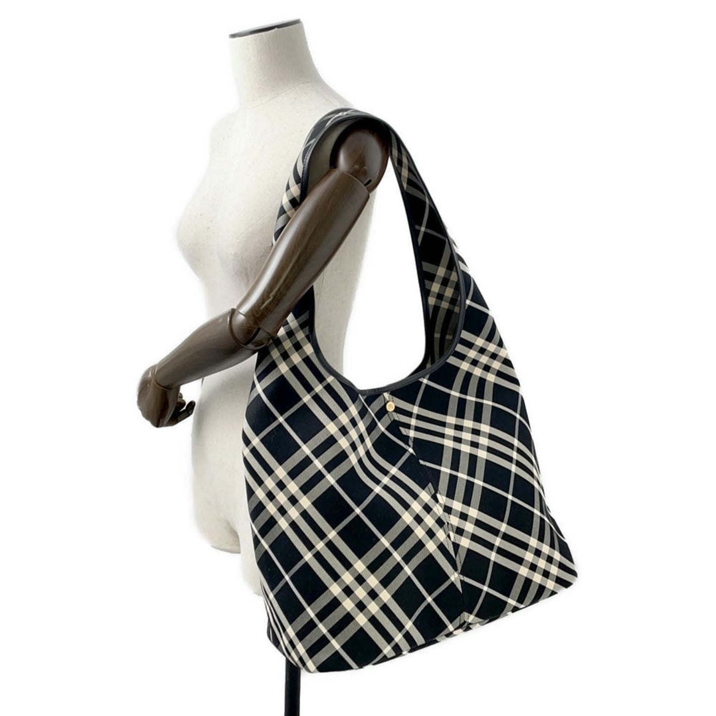Burberry Ivory Shoulder Bag Tote Bag Canvas Black