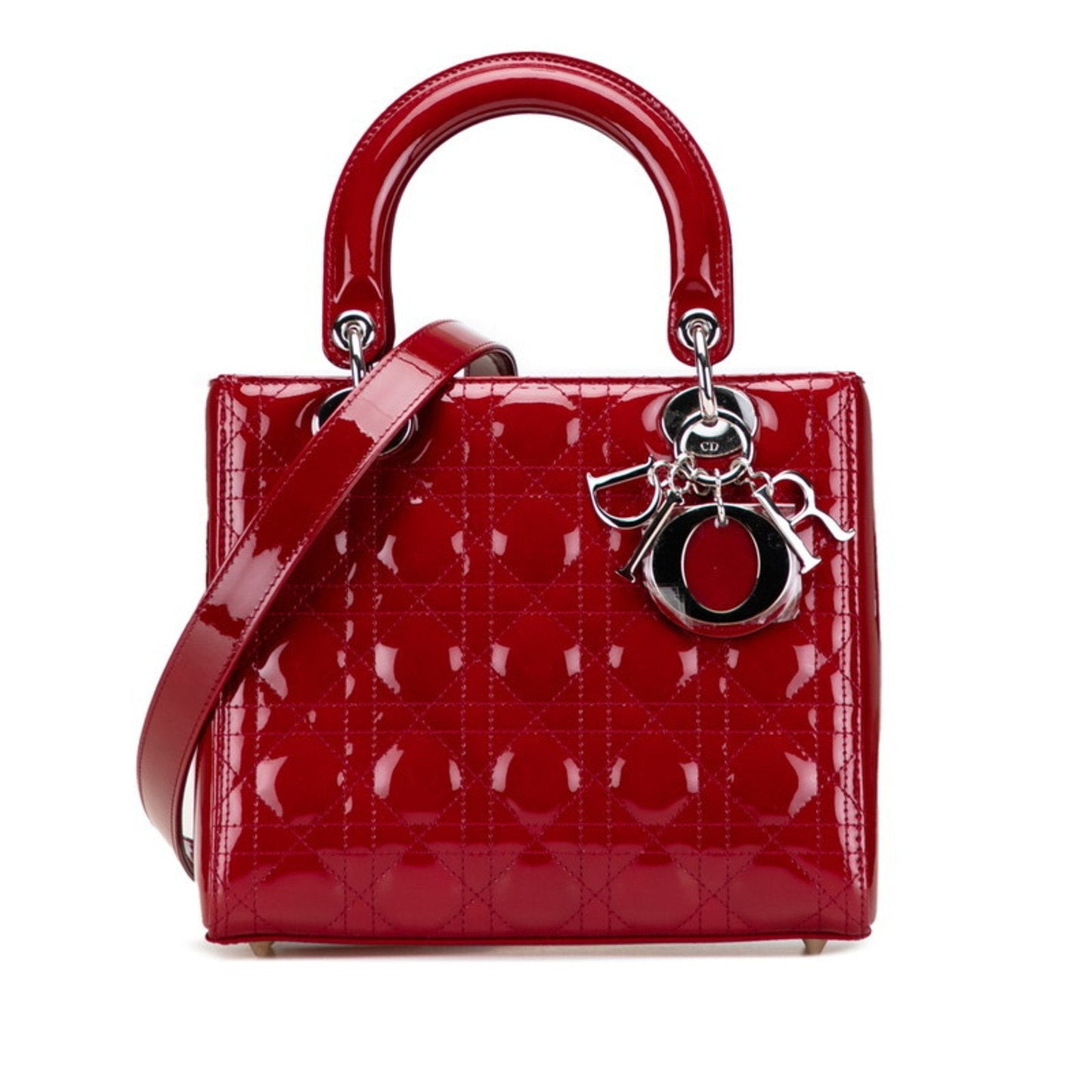 Dior Handbag Christian Lady Color Shoulder Bag Leather Patent Red