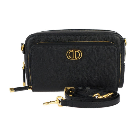 Dior Handbag Christian Clutch Bag Pochette Pouch Shoulder Bag Leather Black
