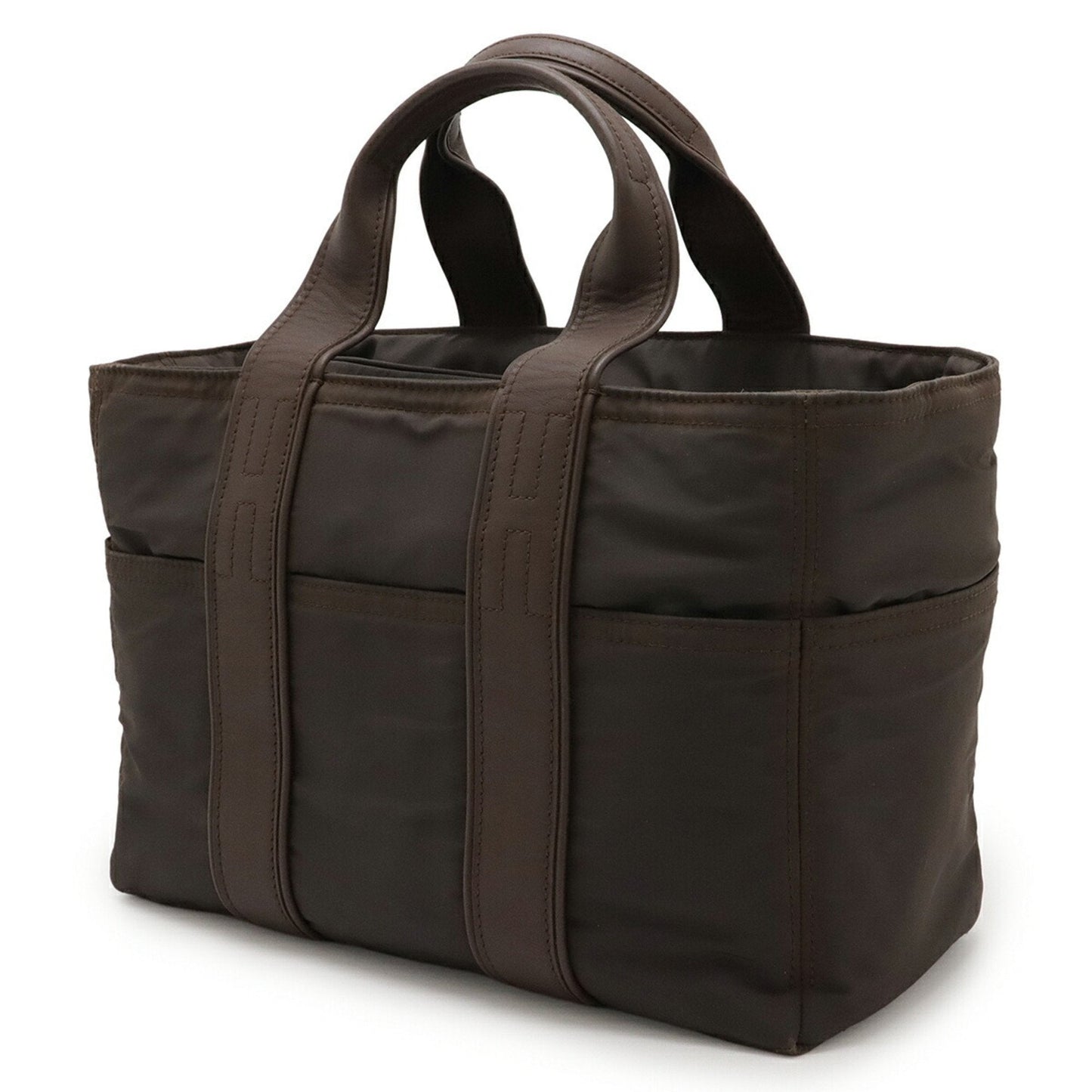Hermes Handbag Tote Bag Leather Nylon Brown