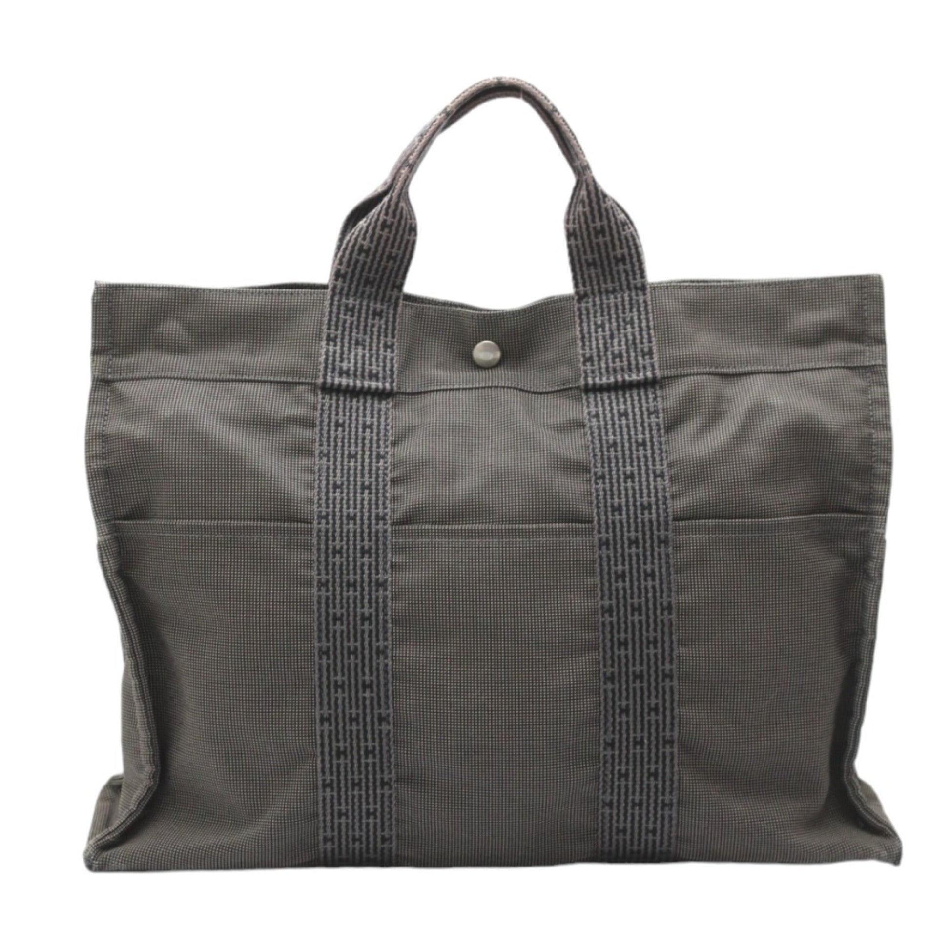 Hermes Her Line Tote Bag Canvas Gray Tote Bag 11