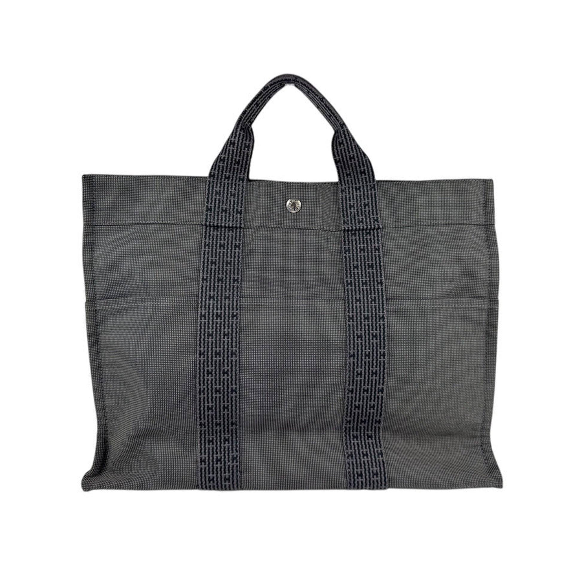 Hermes Dark Handbag Tote Bag Canvas Gray