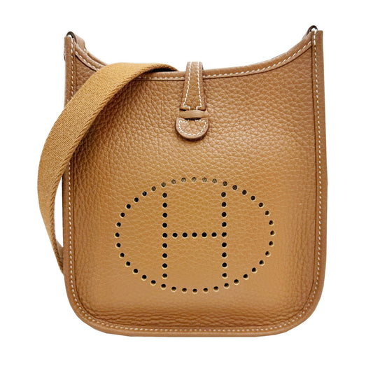 Hermes Taurillon Clemence Shoulder Bag Leather Gold