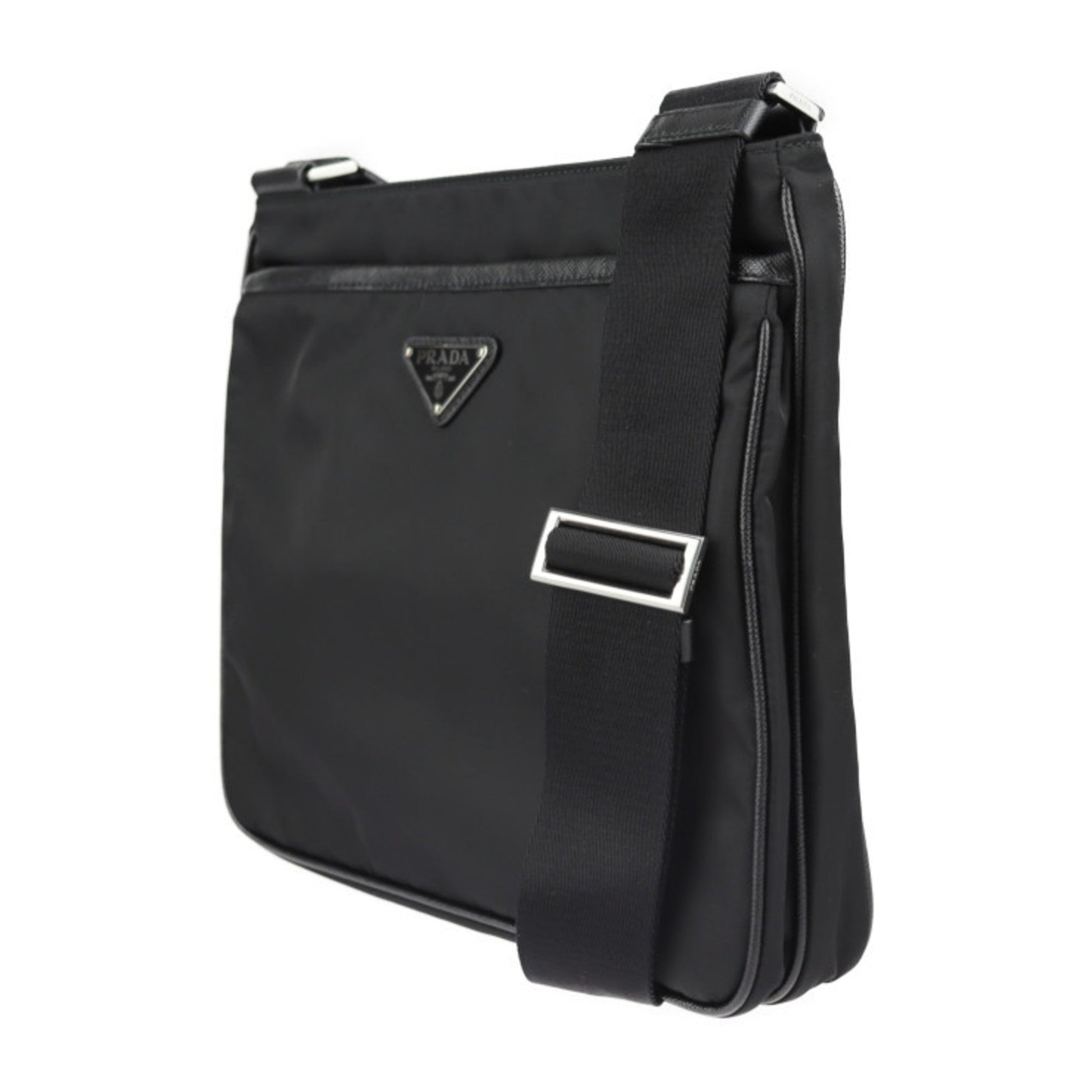 Prada Shoulder Bag Fittings Nylon Metal Black