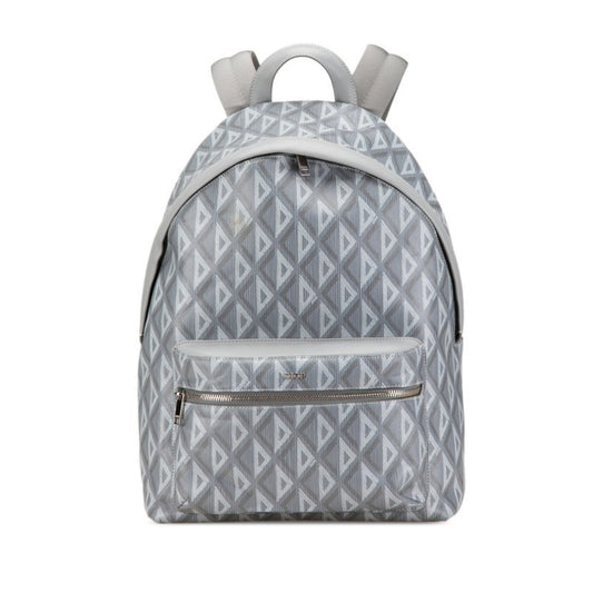 Dior Handbag Christian Pvc Backpack Leather Gray