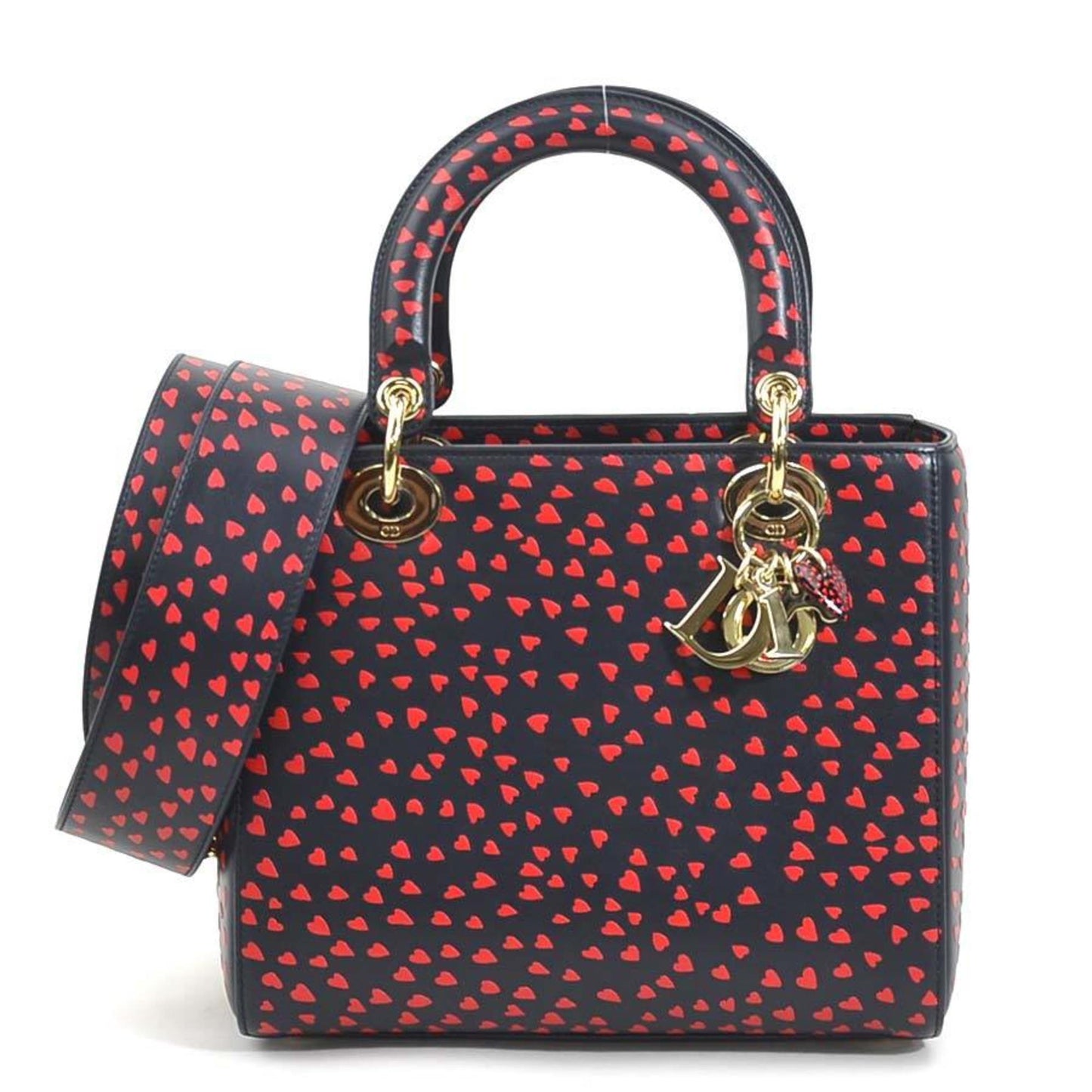 Dior Handbag Christian Color Shoulder Bag 2 Leather Red Navy