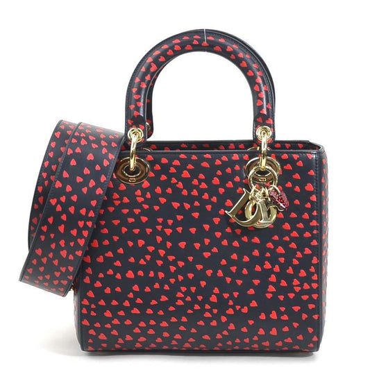 Dior Handbag Christian Color Shoulder Bag 2 Leather Red Navy