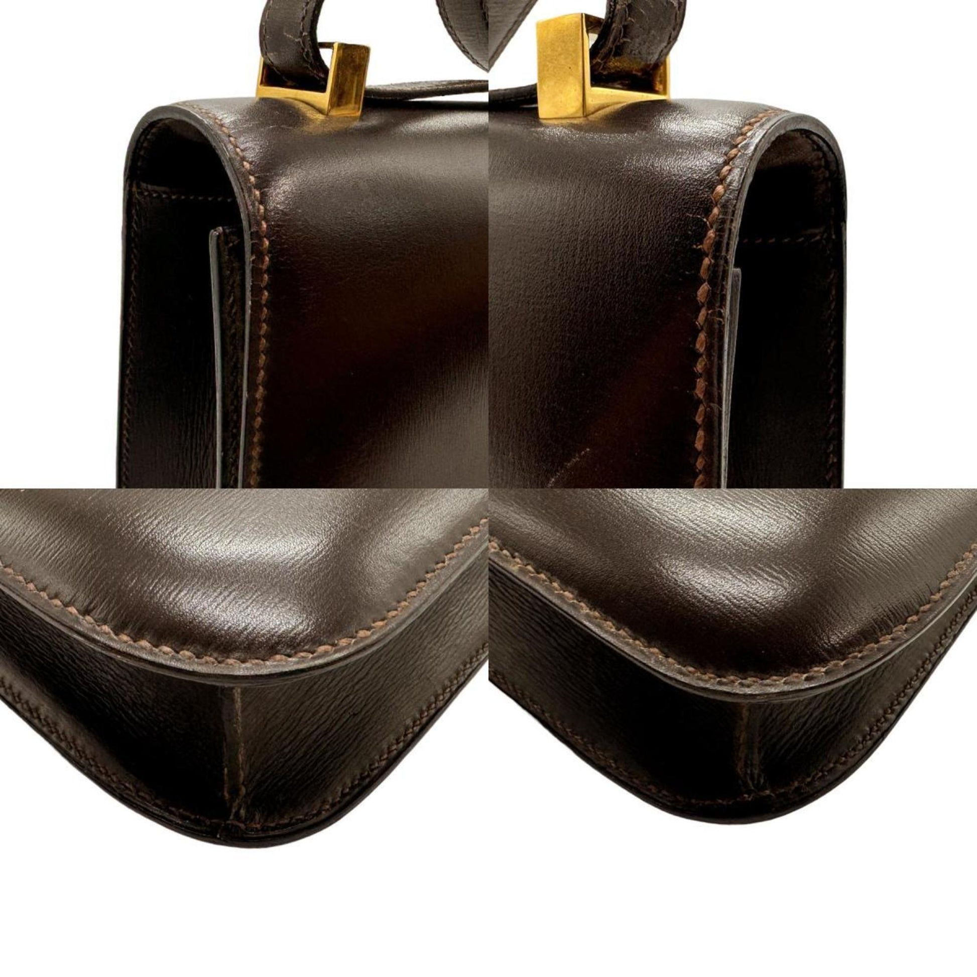 Hermes Dark Shoulder Bag Leather Brown