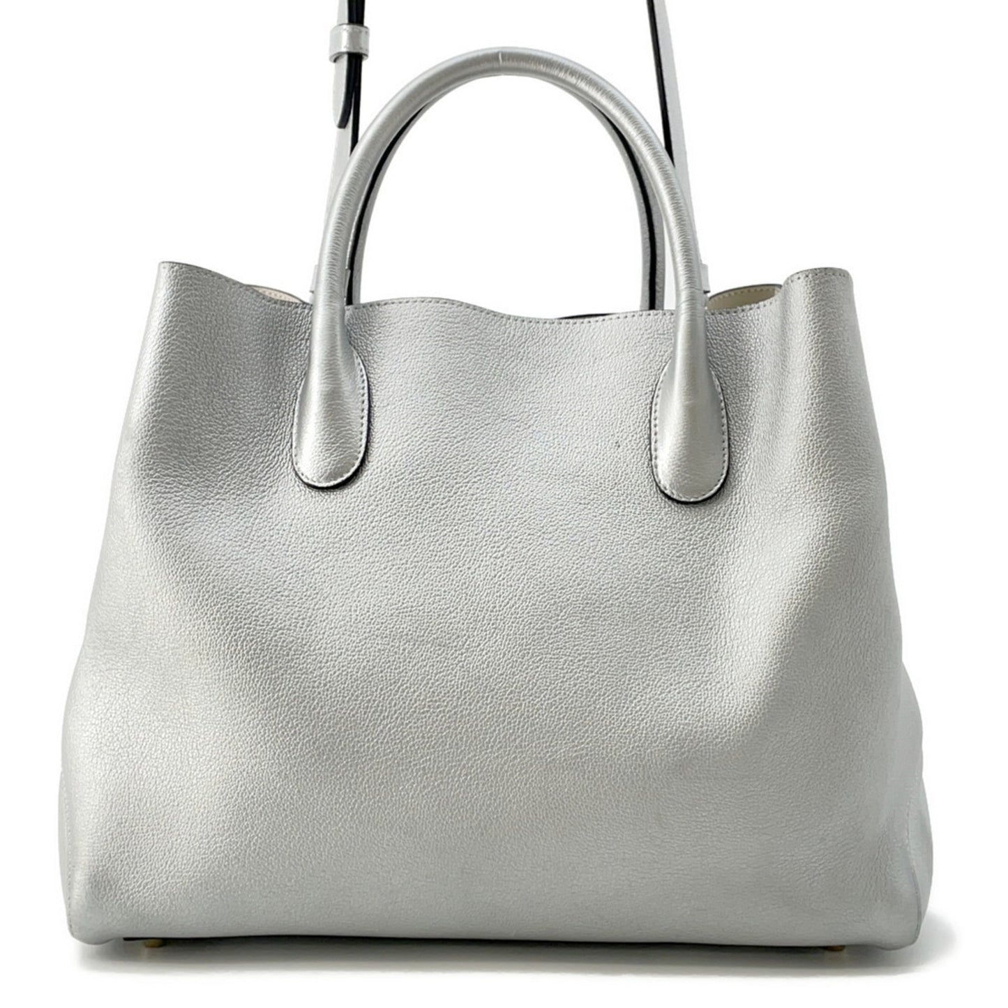 Dior Handbag Christian Shoulder Bag 3 Leather Silver